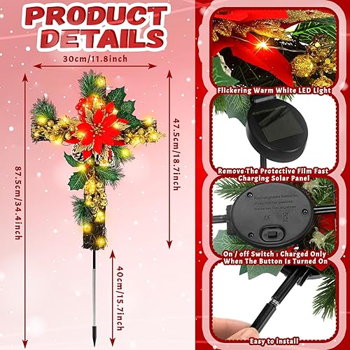 Miniatura 2 de 2 luces de Pascua de Navidad para decoración al aire libre, estaca solar, luces LED, cementerio, tumba, decoración de Navidad, decoración de patio