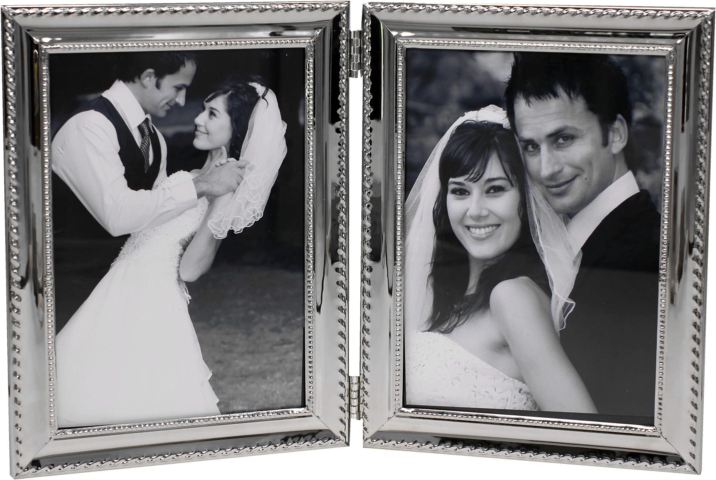 Refined Double Sided Photo Frame,Folding Photo Frame, Silver Plated,Home Décor Or Birthday/Party Gift,5 by 7 Inch (Classic Silver)