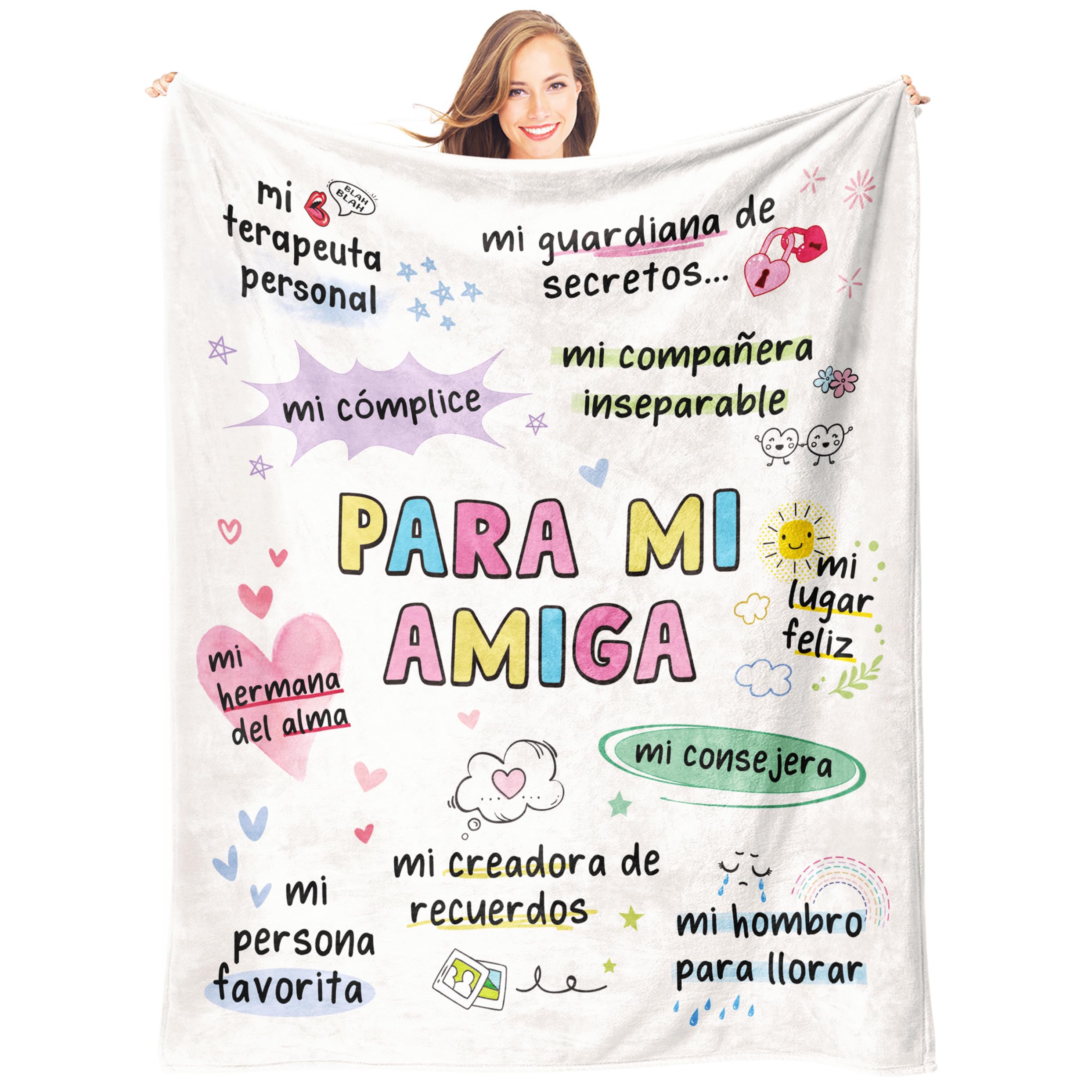 Original Friends Gifts, Friend Gift, Christmas, Birthday – Adorable Friendship Blanket, Best Friend Gift, Original Gifts for Women (157 x 132 cm)