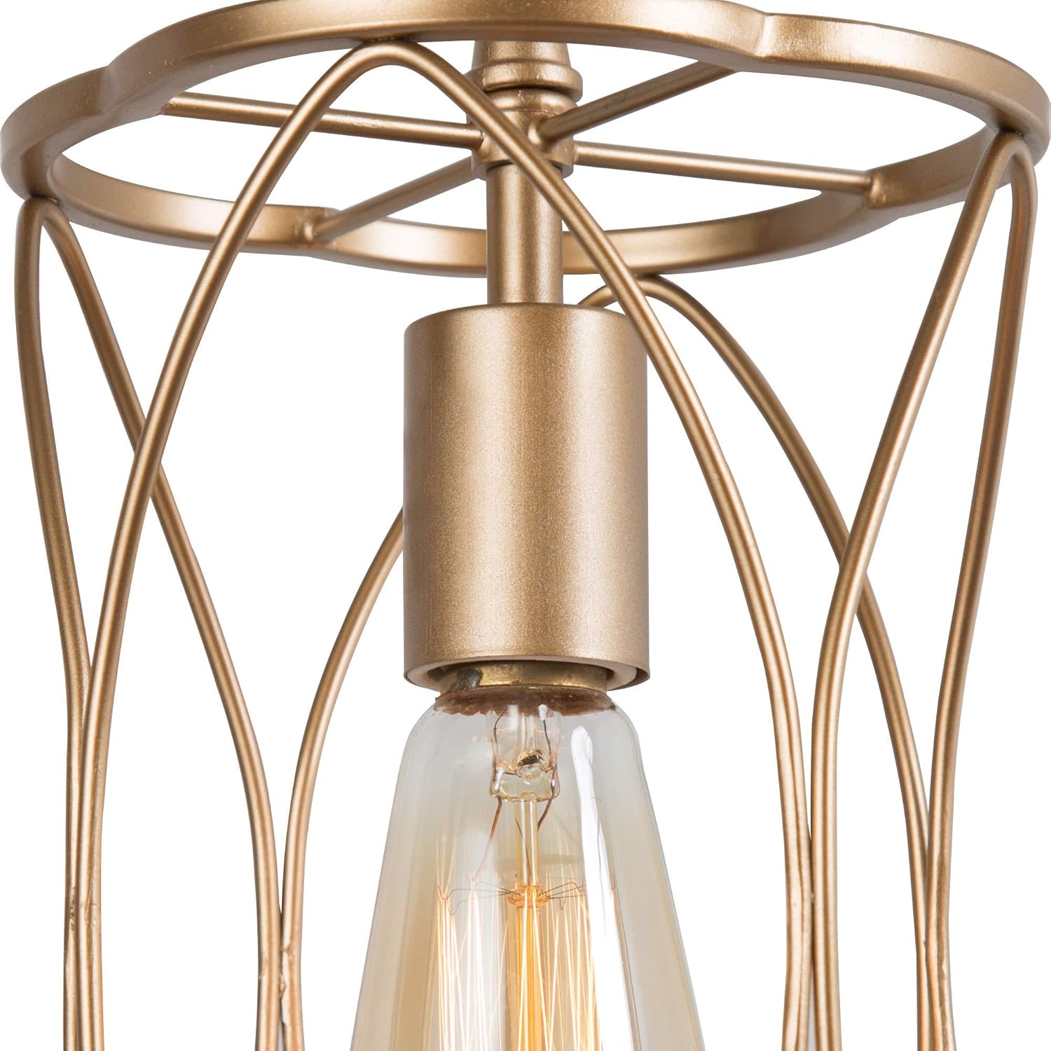 Optimant Lighting Gold Pendant Lighting for Kitchen Island, Modern Cage Hanging Light Fixture for Hallway, Dining Room, Foyer and Bedroom - - 