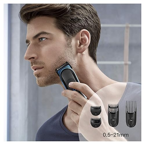 Miniatura 5 de Braun Cortapelos para hombres recortadora de barba 9 en 1 oreja y nariz kit de aseo corporal inalámbrico y recargable con maquinilla de afeitar