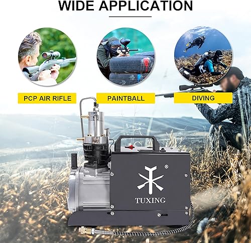Miniatura 6 de TUXING Compresor Pcp de 4500 psi, versión de parada automática ajustable, compresor de aire Pcp, bomba de alta presión, bomba de buceo de