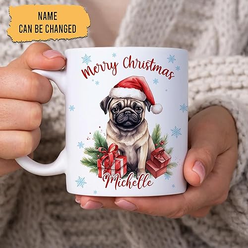 Vista 112 de Hyturtle Regalos personalizados para amantes de las ardillas, con sombrero de Papá Noel, taza de café de cerámica con nombre personalizado, taza