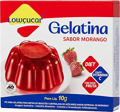 Lowcucar Gelatina Zero Morango 10G