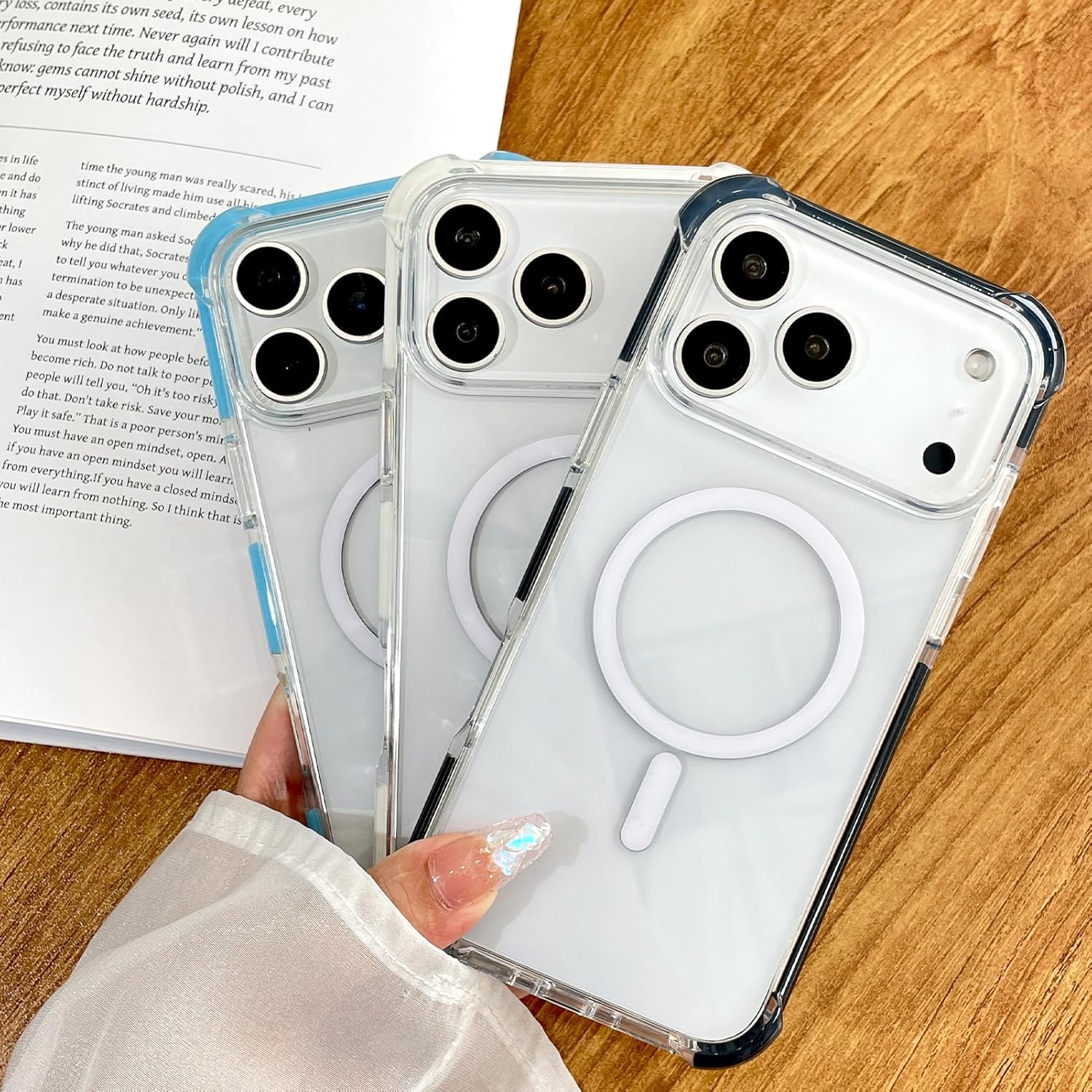 SAKUULO Magnetic Case for iPhone 17 Pro Max Compatible with Magsafe, Slim Anti-Slip Military Shockproof Protective Bumper Clear Cover 6.9 Inch for Women Men, Black