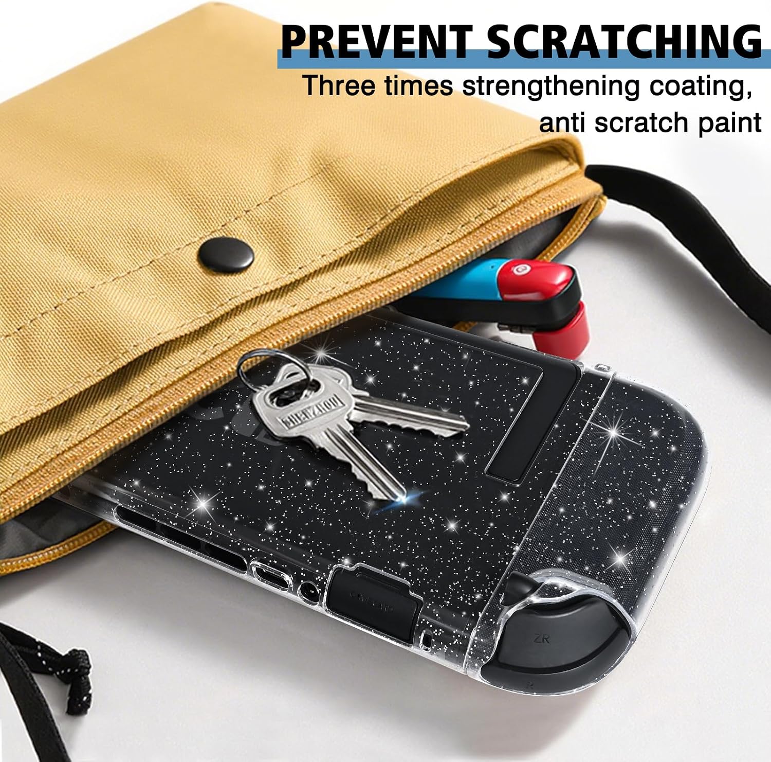 DLseego Protective Glitter Case Compatible for Nintendo Switch 2 Console(2025) - Hard Backplate with Bling Soft TPU Joycon Cover with Shock-Absorption and Anti-Scratch Design - Crystal