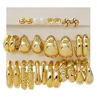 14 Pairs Chunky Gold Earrings, Gold Chunky Earrings Hoop - Statement Chunky Hoop Earrings for Women, Trendy Gold Hoop Earrings Pack as Daily & Party Vacation Earrings Jewelry