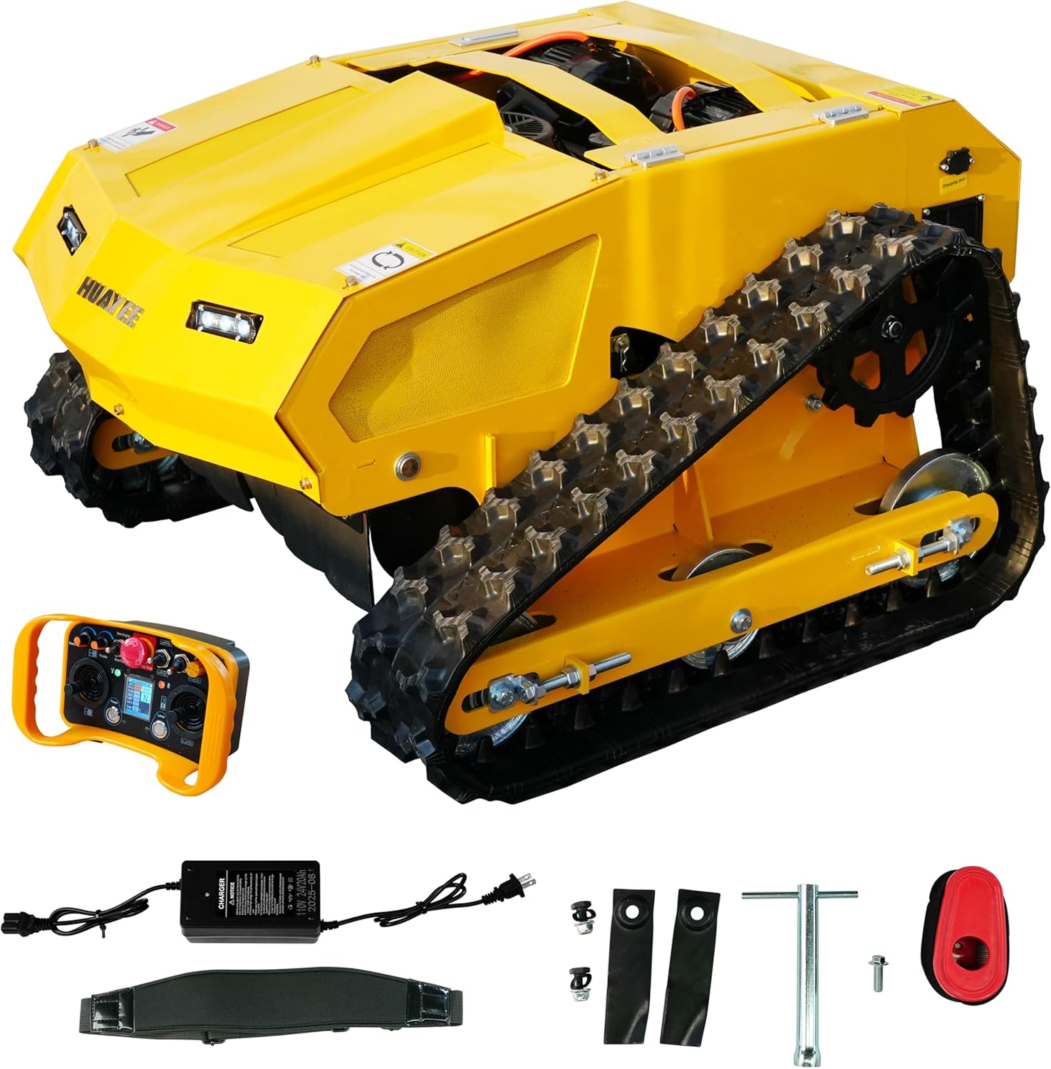 MHY55 224cc Remote Control Lawn Mower - Hybrid Crawler with Pure Copper Brushless Motor - All-Terrain Grass Cutter, 45° Climbing, 200m Remote Control