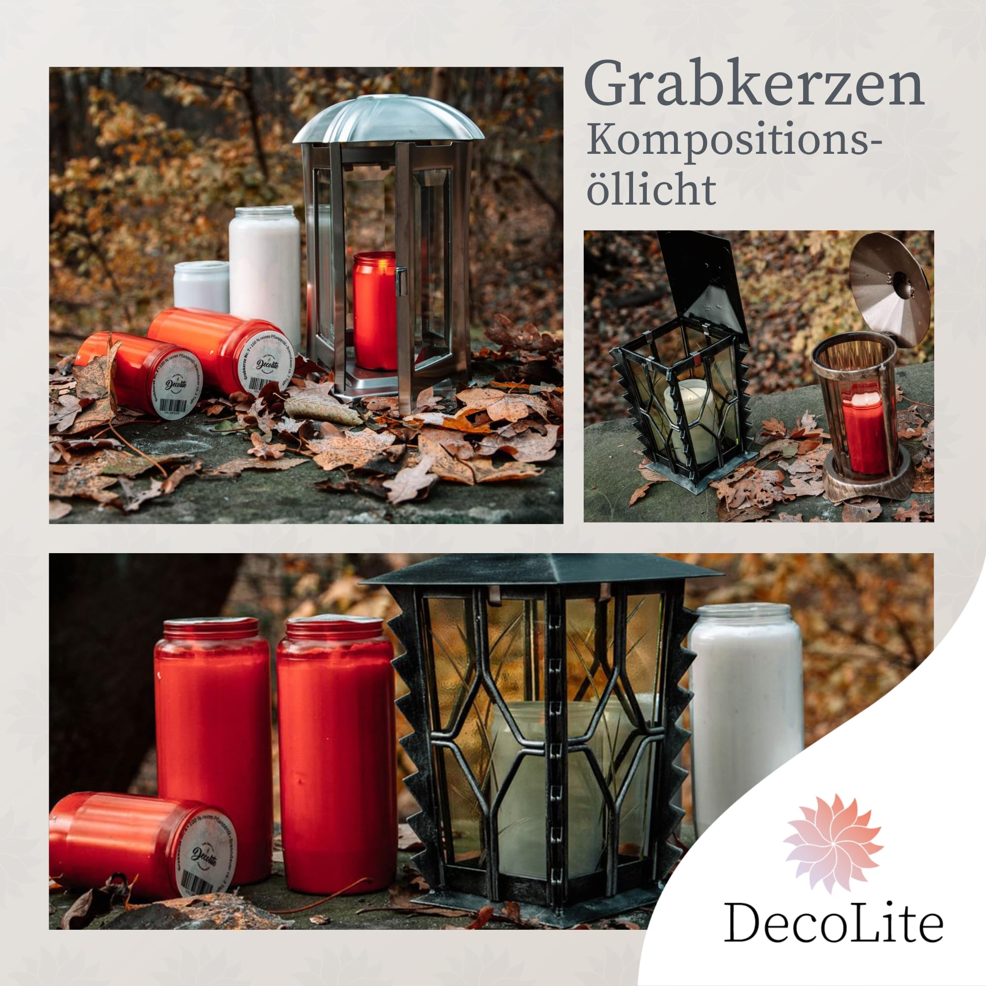 20 x Grabkerze 6 Tage rot/weiß – Friedhofskerze ohne Deckel & Etikett, 13,6x6,8cm, 30% Pflanzenöl, bleifreier Docht, ruhige Flamme, umweltfreundlich (weiss)