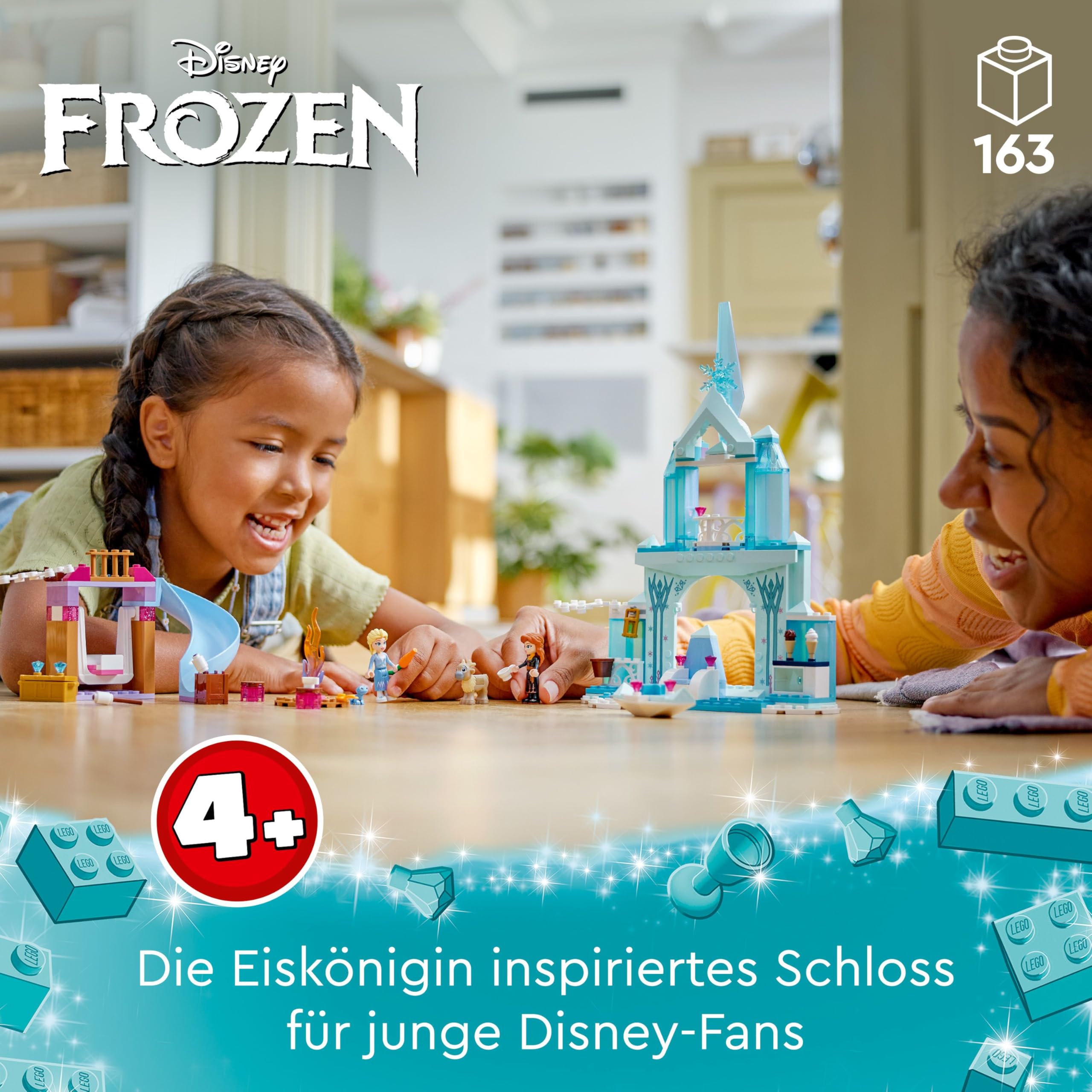 LEGO Disney Frozen Elsas Eispalast, Eiskönigin-Schloss-Spielzeug mit Prinzessin ELSA und Anna Puppen, Plus 2 Tierfiguren, tolles Geschenk für 4-jährige Mädchen und Jungen 43238