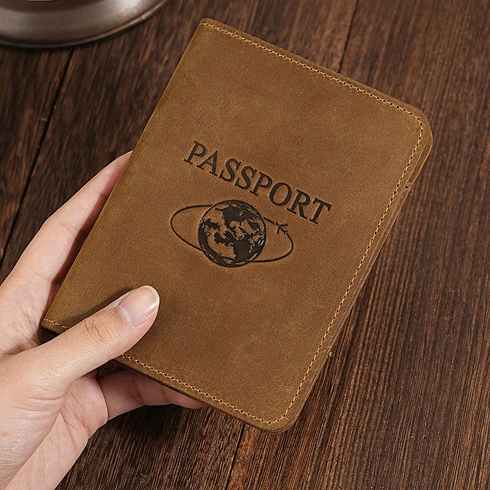 Protector de pasaporte con bloqueo para mujeres y hombres, seguro para documentos de viaje y almacenamiento de tarjetas, fundas para pasaportes, Coffee, Belleza masiva