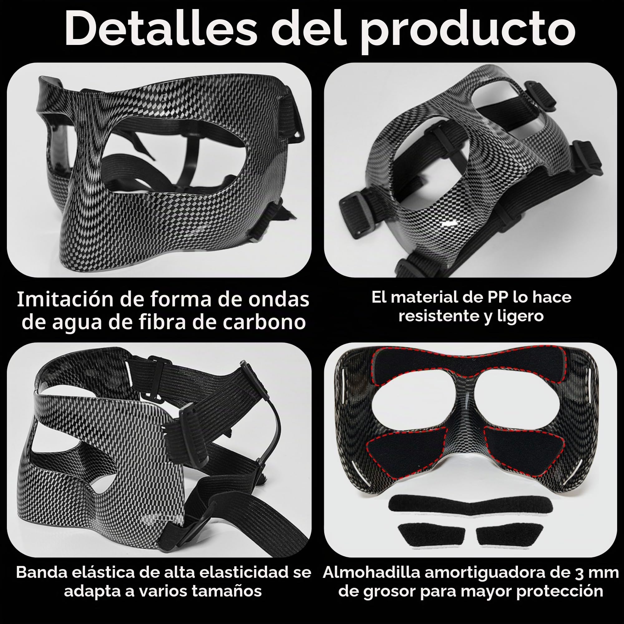 Equipo de Protección Facial de Protección Deportiva, Escudo de la cara Ajustable, Protector de la Nariz de la Máscara de Entrenamiento Deportivo de la Acolchado para Adultos(Transparente)