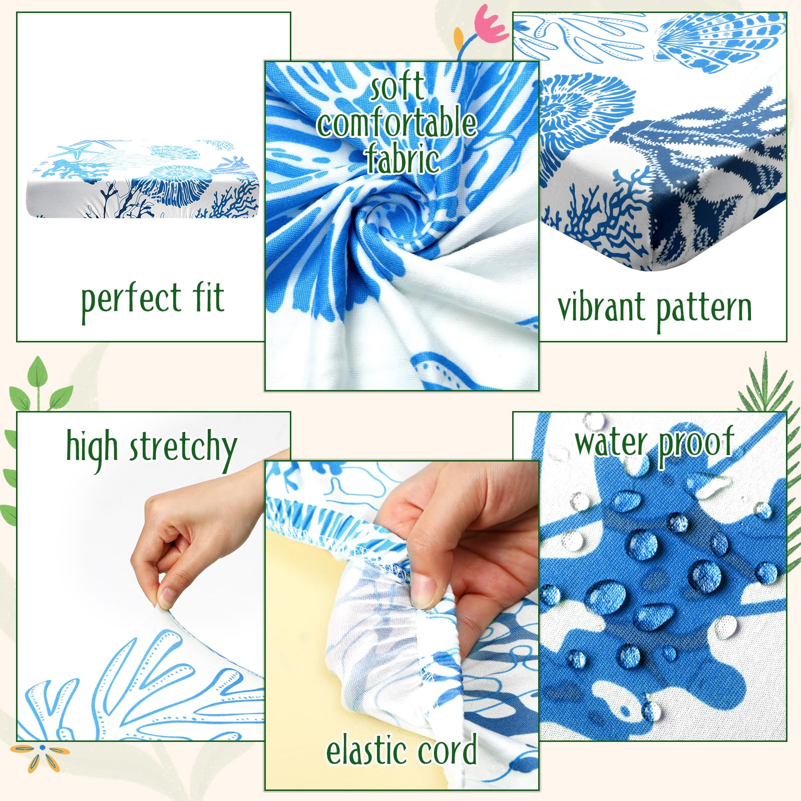 Coral Patio Cushion Covers - Stretch Slipcovers -5