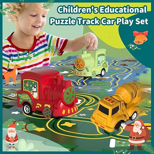 Miniatura 4 de Myospt Carrito eléctrico de ensamblaje de bricolaje, rompecabezas educativo para niños, juego de autos de pista, divertido tablero de rompecabezas