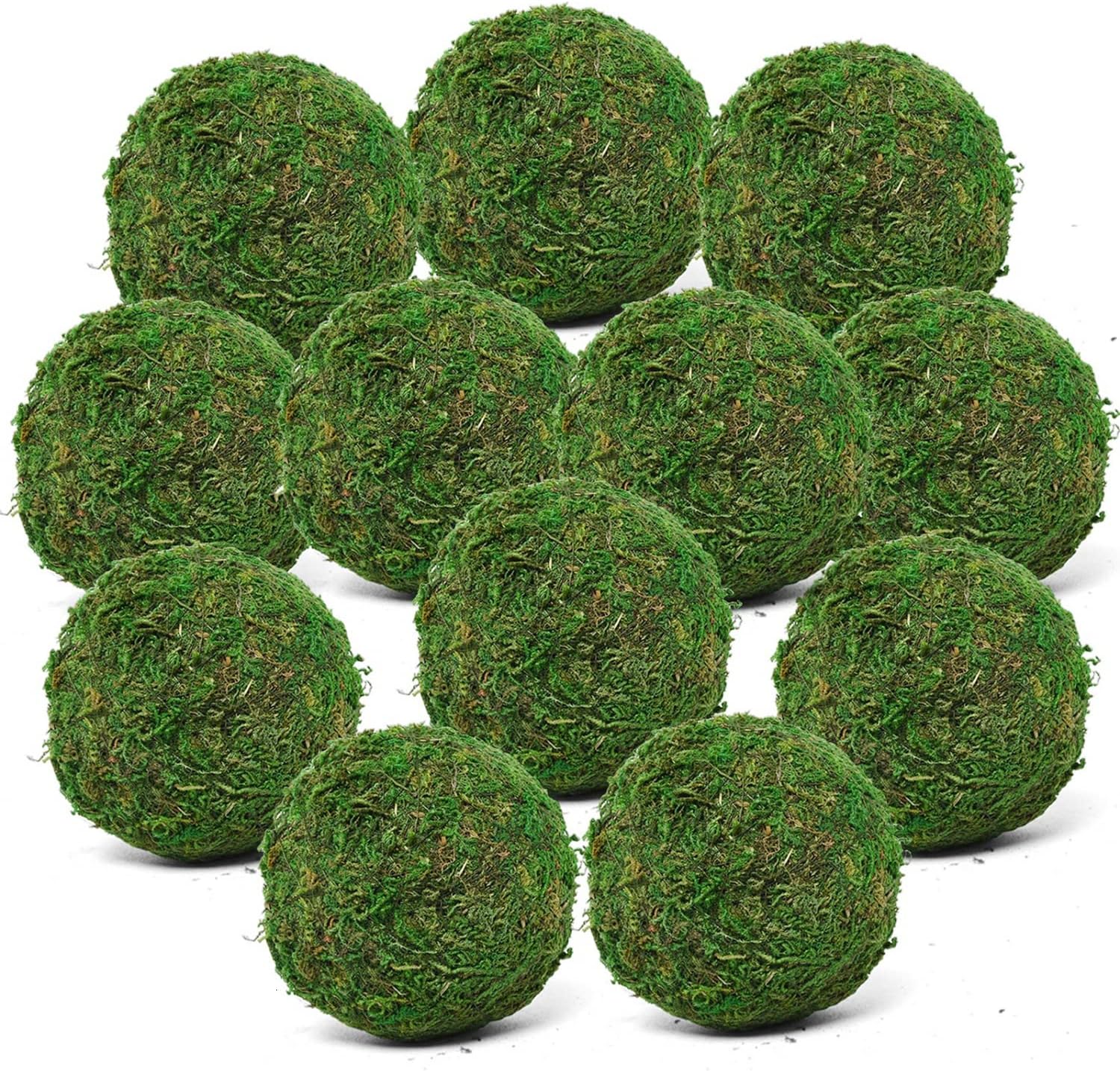 Vumdua Green Moss Balls Decorative Balls for Centerpiece Bowls Natural Handmade Moss Ball for Vase Bowl Filler Home Garden Party and Weddings Display Decor (3.5"-Set of 12)
