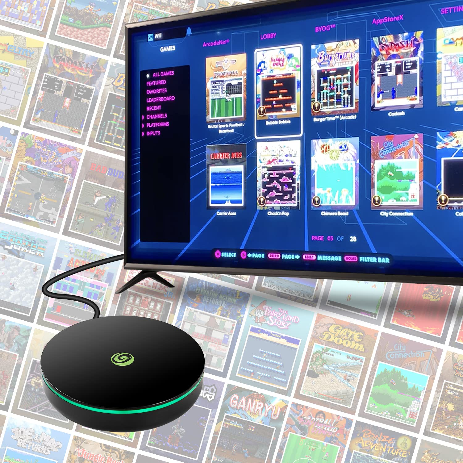 Legends Core, Plug And Play Arcade Game Console, Home Arcade, Classic Retro Video Games, 100 Licensed Genre-Defining Arcade & Console Games, Includes Action Fighting Puzzle Sports & More, WiFi, HDMI