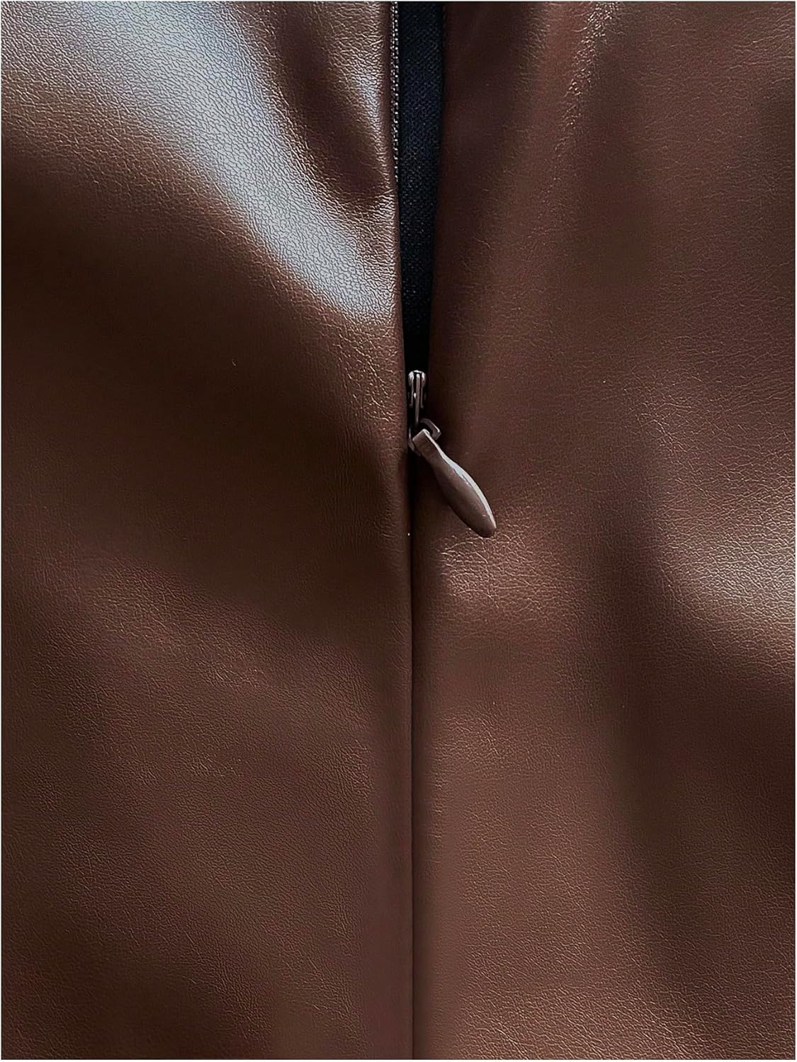 GORGLITTER Women's High Waisted Leather Skirt Wrap Ruched Bodycon Mini Skirts - Image 4