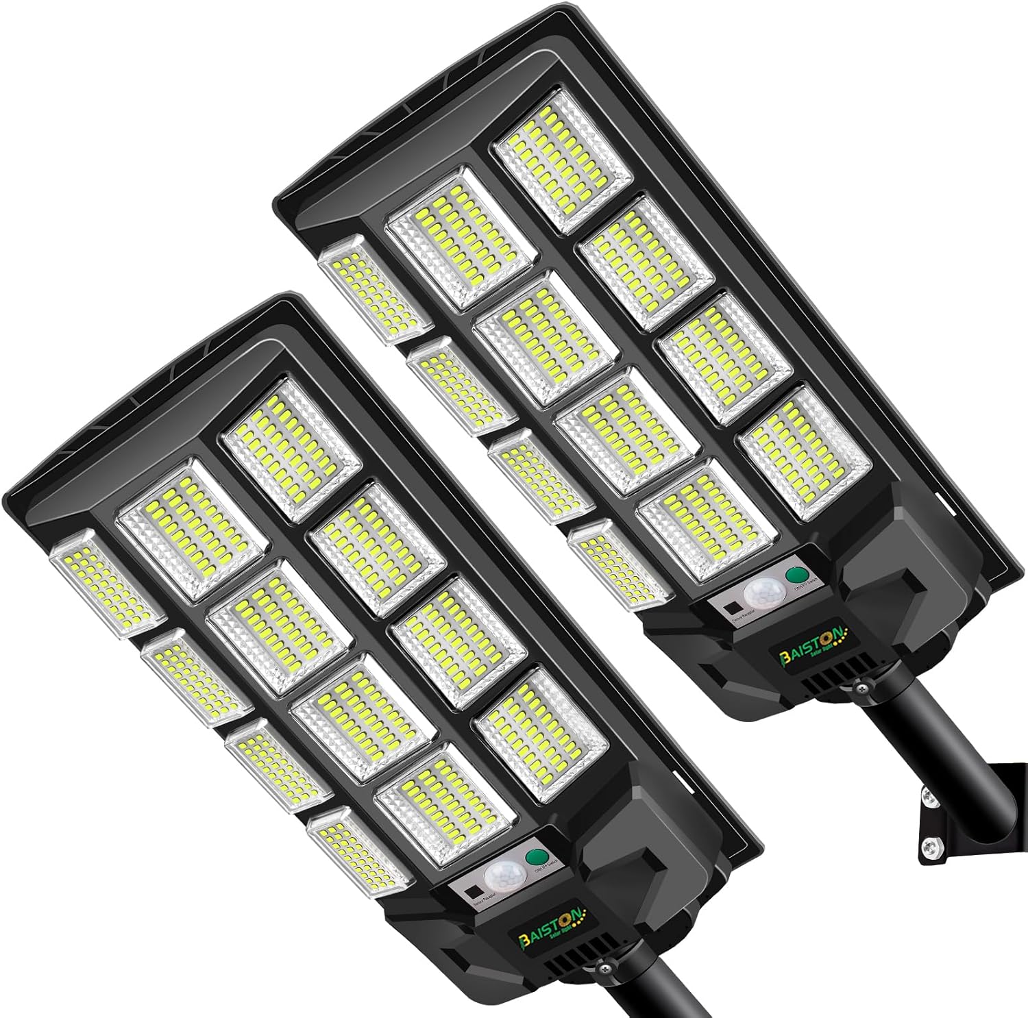 Solar Street Lights Outdoor: Dusk to Dawn Solar Parking Lot Lamps with 3 Modes Motion Sensor Remote Control, 6000K 180 LEDs Commercial Lights for Outside