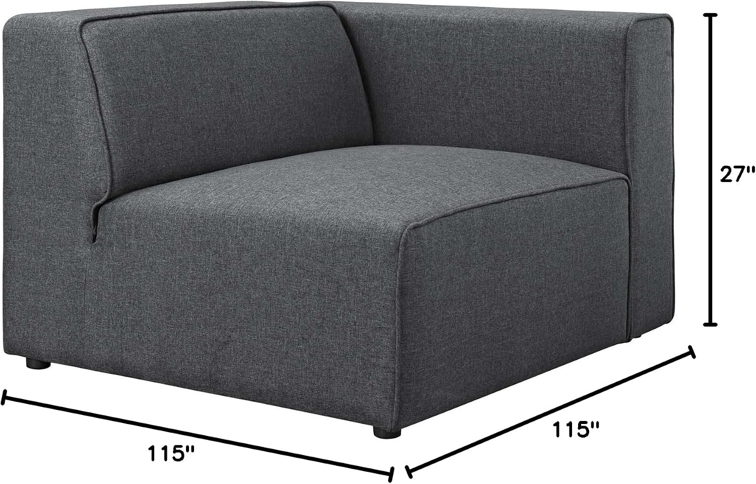 Modway Mingle Contemporary Modern 5-Piece Sectional Sofa Set in Gray