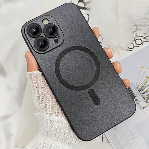 Miniatura 4 de Funda magnética para iPhone 15 Pro Max para mujer, diseño de brillo metálico suave mate con protector de lente de cámara, compatible con Magsafe