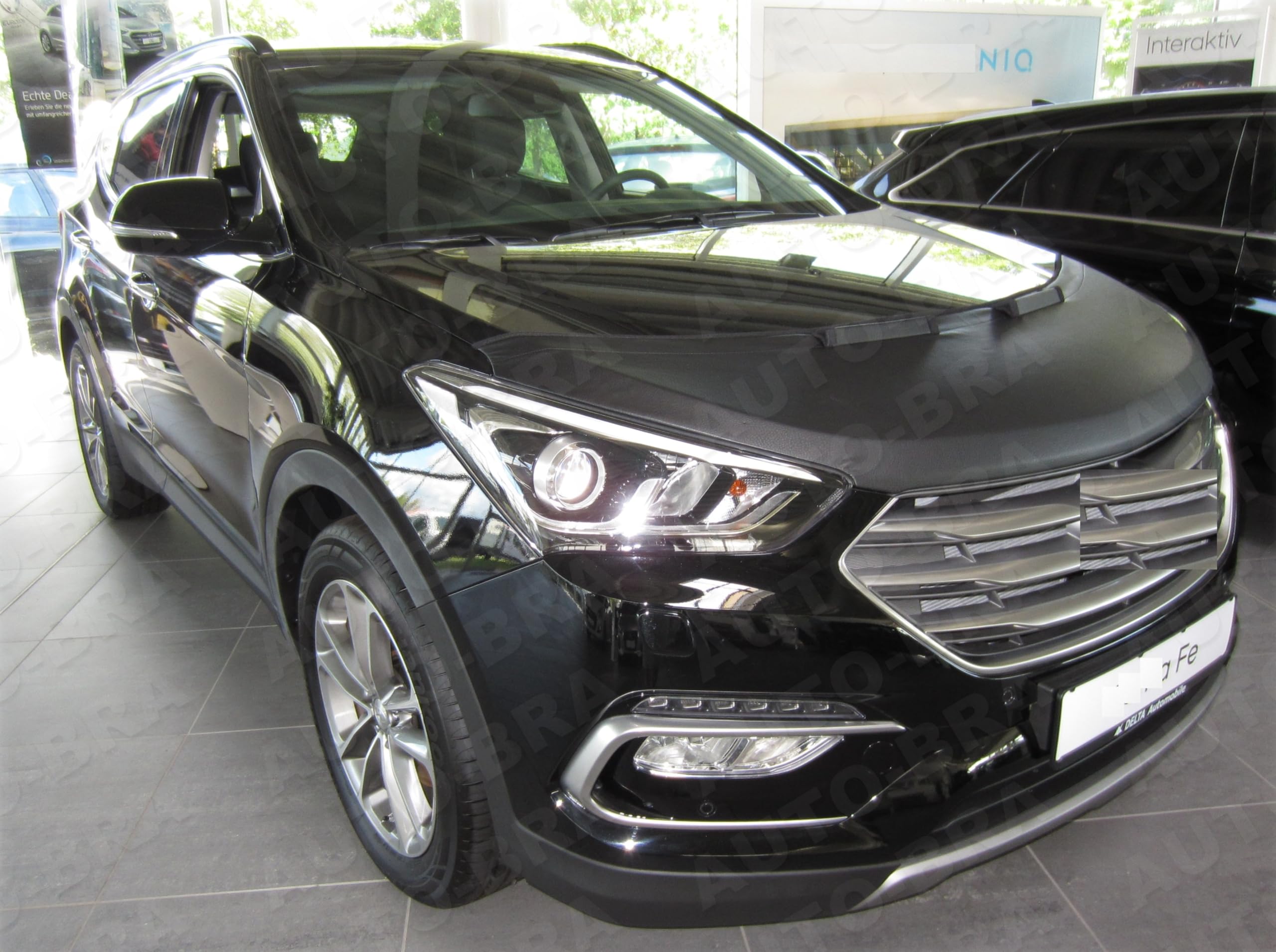 Hood Bra Front End Nose Mask Compatible with Hyundai Santa Fe 2012-2018 Bonnet Bra STONEGUARD Protector Tuning