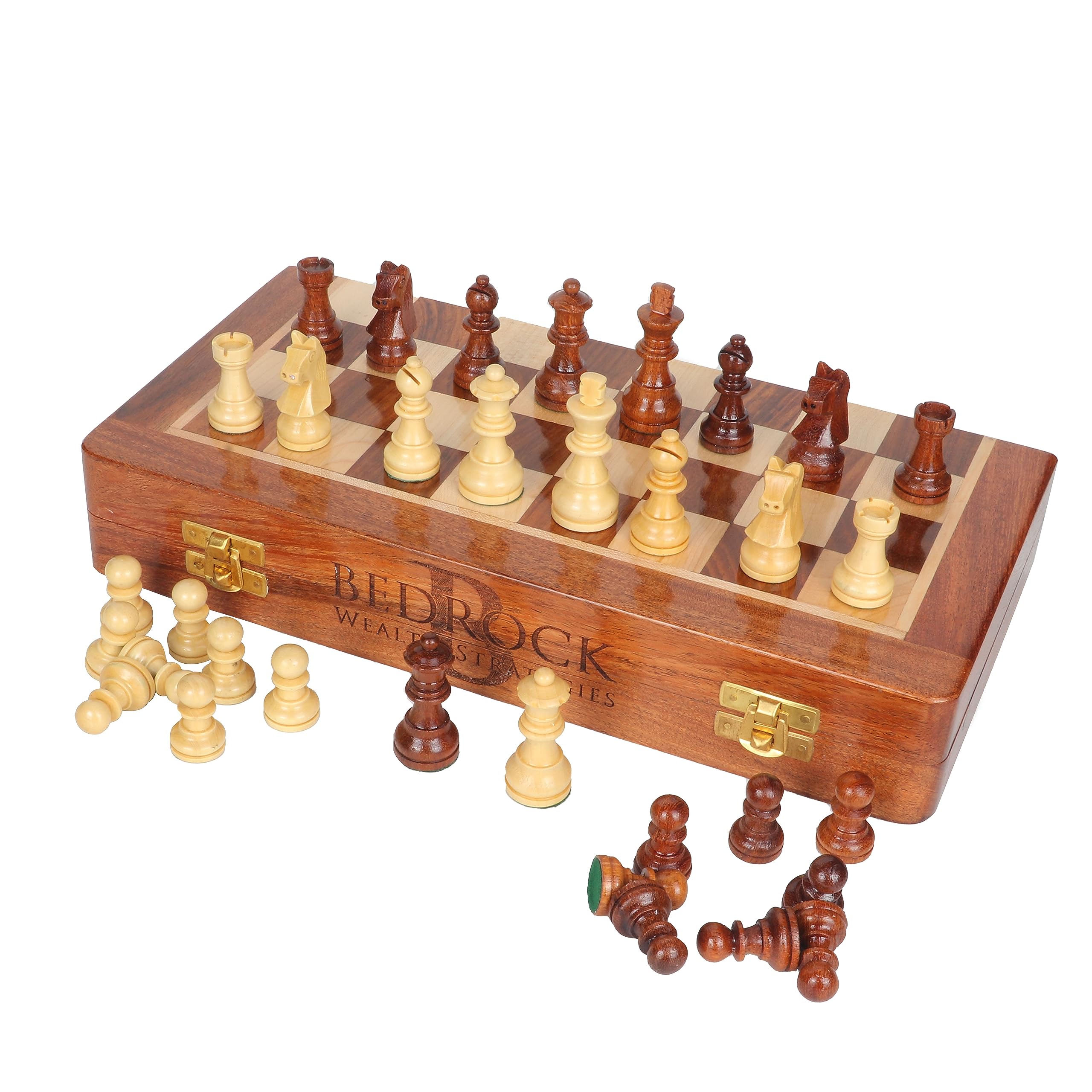 Personalisiertes magnetisches Schachset aus Holz (18–46 cm), faltbares Reiseschachbrett mit Aufbewahrungsmöglichkeit, handgefertigtes Schachspiel aus Holz für Erwachsene, tragbares Luxus-Schachset