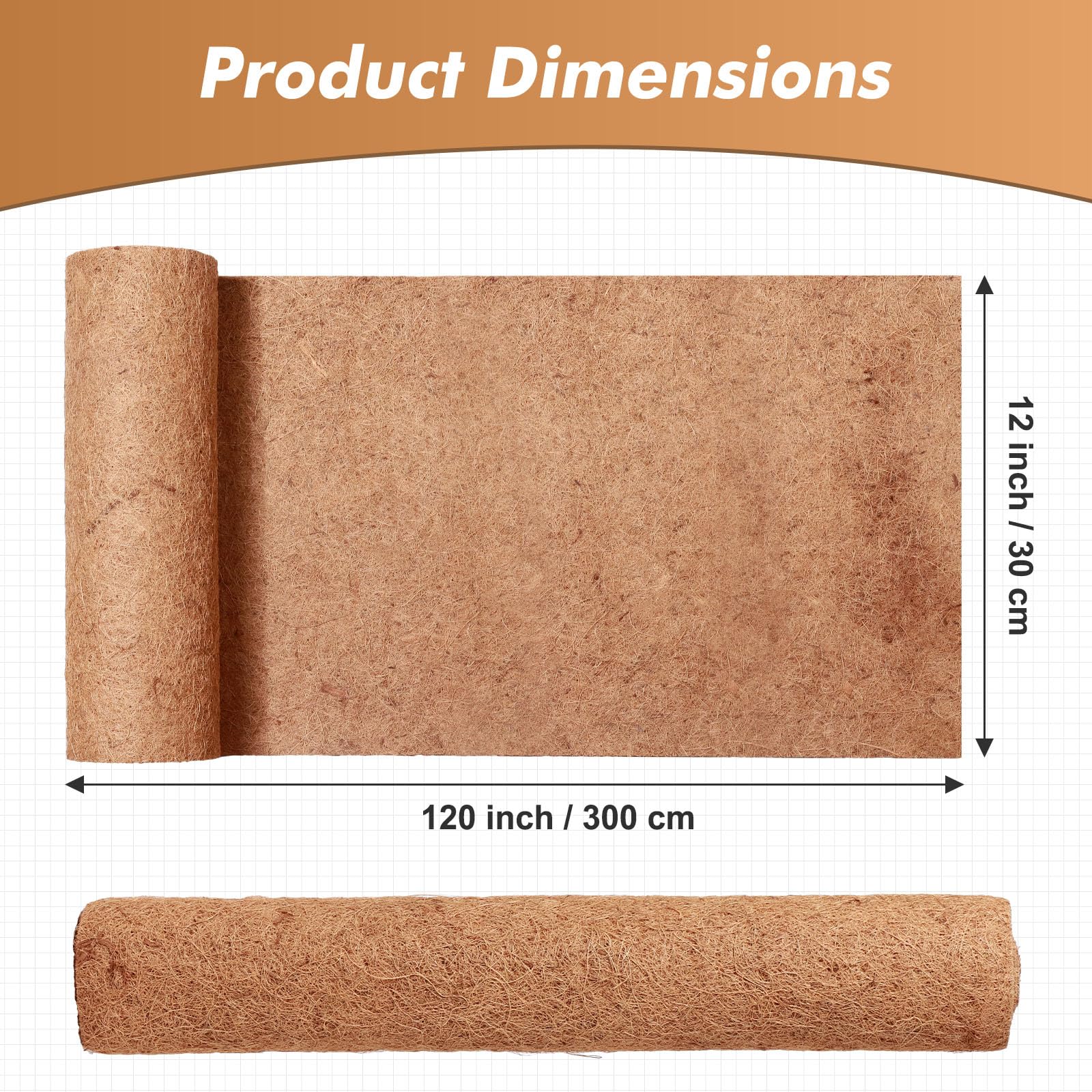 Potting Mat SUNYAY 16x80 Inch Natural Coco Liner Roll Coconut Coir Liner Sheets Coco Mat For Planter Window Box Flower Basket Garden Decoration Animal Pet Pad Window Box Liners