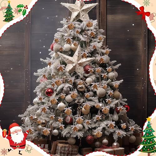 Miniatura 5 de El kit de 165 cascabeles de metal oxidado de Navidad incluye 80 campanas oxidadas vintage de tamaño mixto, 80 estrellas de metal rústico con cinta