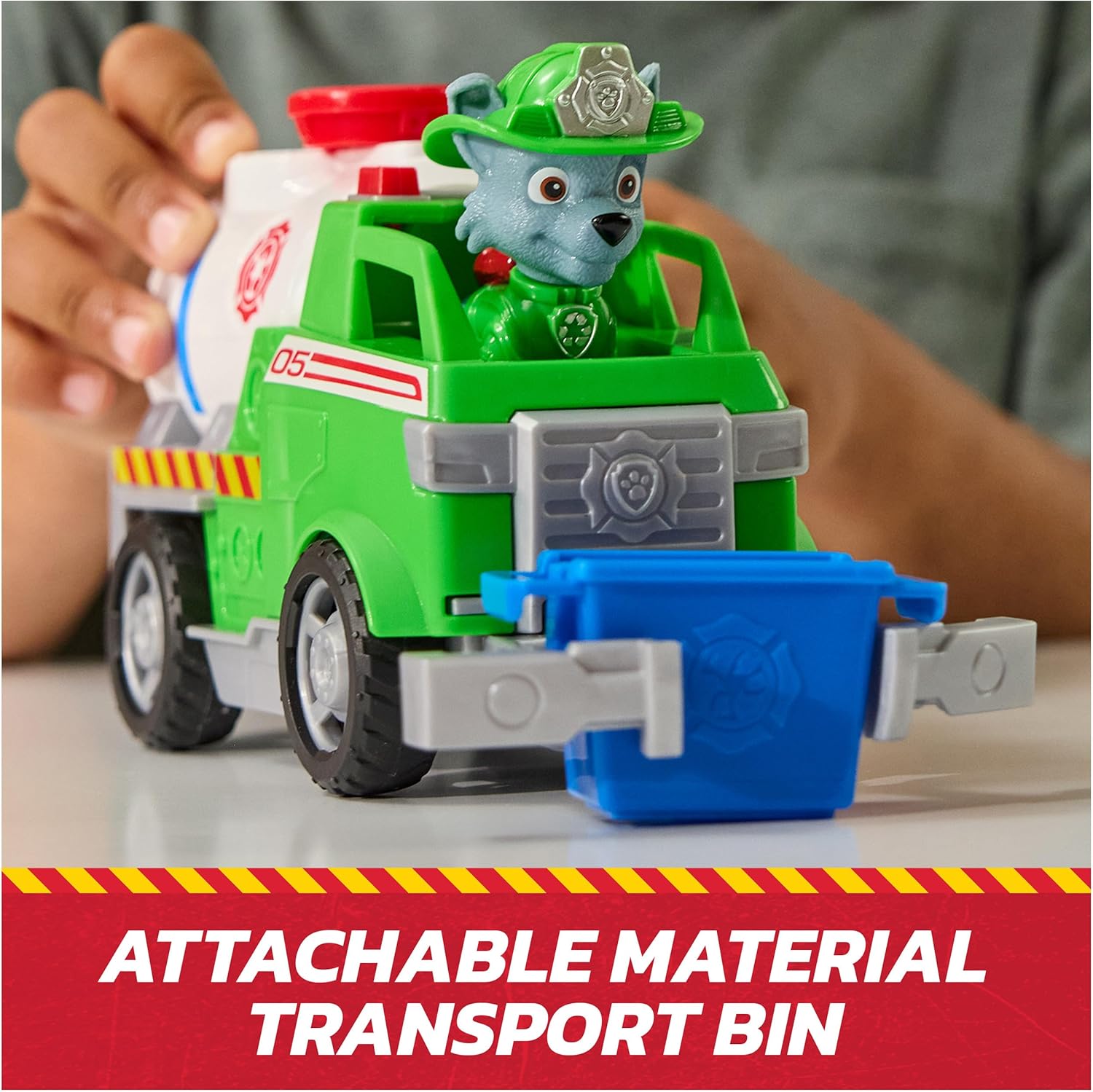 PAW Patrol Fire Rescue: Rocky Rescue Firefighter tank with figurine, gripper and toy stroller, toys for boys and girls from 3 years old