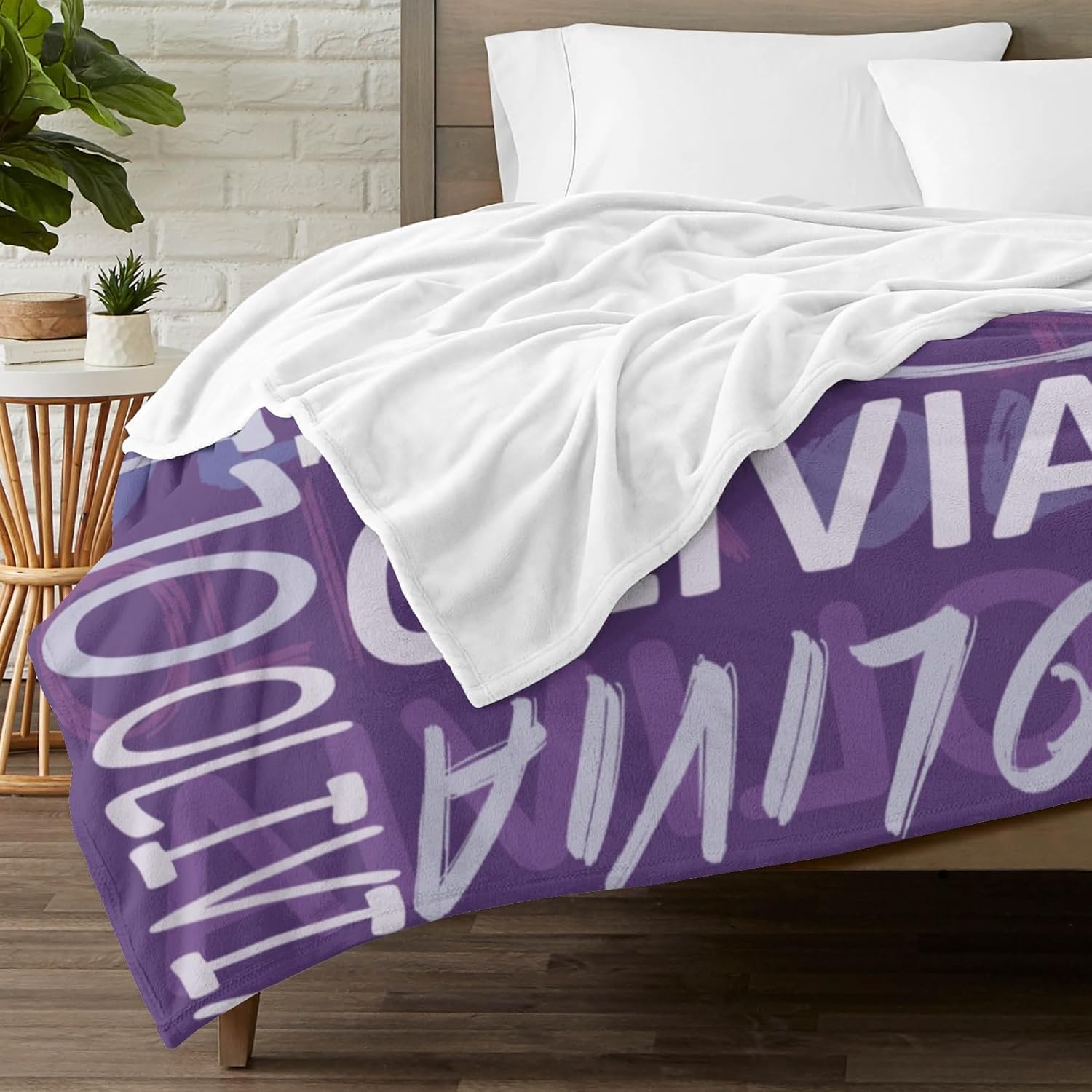 Personalized Name Blankets for Baby Boy Girl Soft Fleece and Sherpa Blankets with Name for Friend Sister in Law Niece Kids Name Blanket for Birthday for Women Family(Dark Purple)