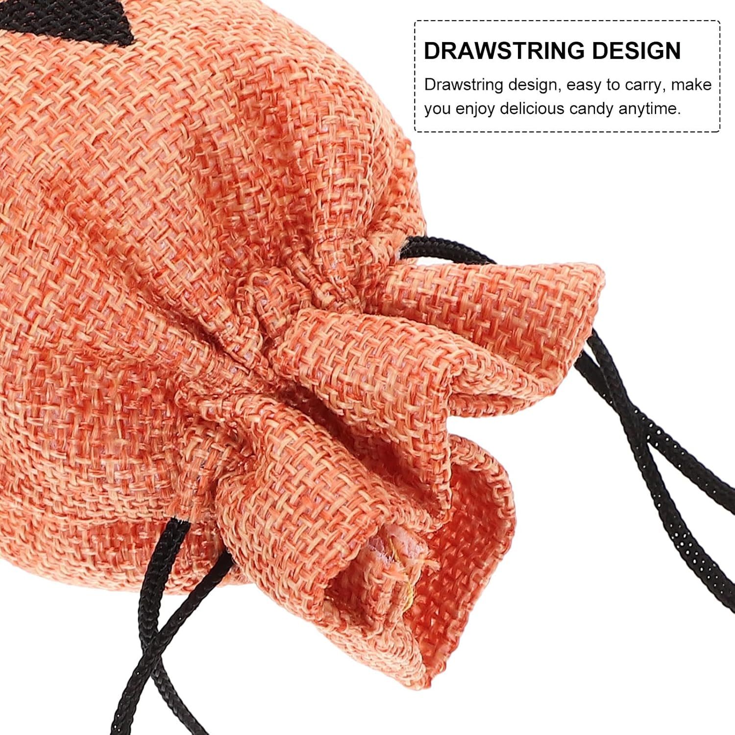 BUTIFULSIC 50pcs Halloween Pumpkin Drawstring Pouch Candy Bags 10x14cm Burlap Treat Bags Reusable Halloween Goodies Packaging for Party Favors and Trick-or-treat