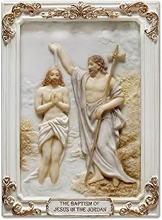 Veronese Design 4 1/8 Inch Luminous Mysteries The Baptism of Jesus in Jordan Resin Hand Painted Religious Plaque Multicolor