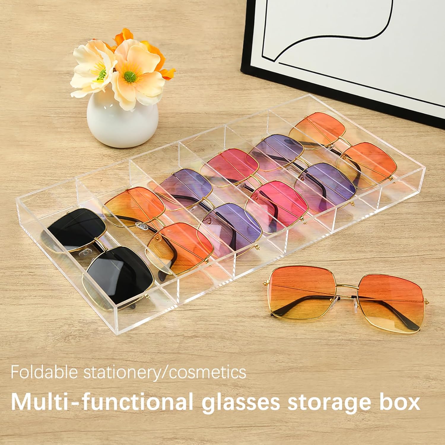 Acrylic Sunglasses Organizer, 6 Slot Clear image 3