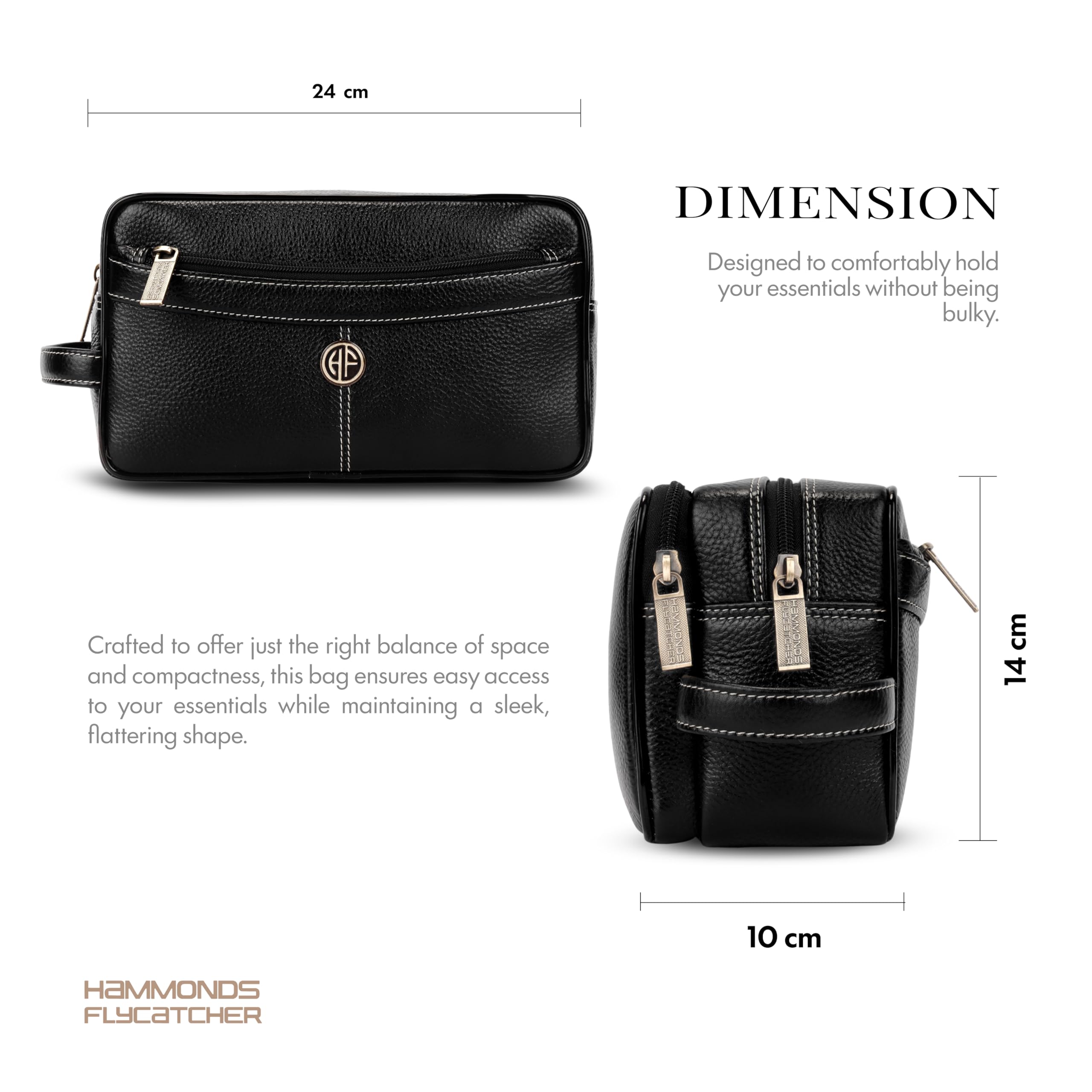 Hammonds Flycatcher Rasiertasche aus echtem Leder für Herren, Leder, Kulturbeutel, Reise-Kulturbeutel, Hygiene- und Pflege-Set, Organizer, tierversuchsfreies Leder und handgenähter Kosmetikkoffer.