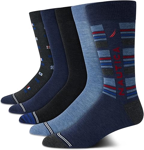 Nautica Calcetines de vestir para hombre, calcetines ligeros (paquete de 5)