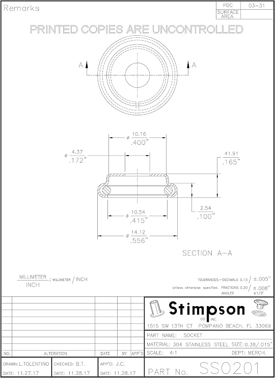 Stimpson SS24SS100 Snap Set Stainless Steel with Plain Stud Reliable, Durable, Heavy-Duty 24-Line Set (100 Sets)