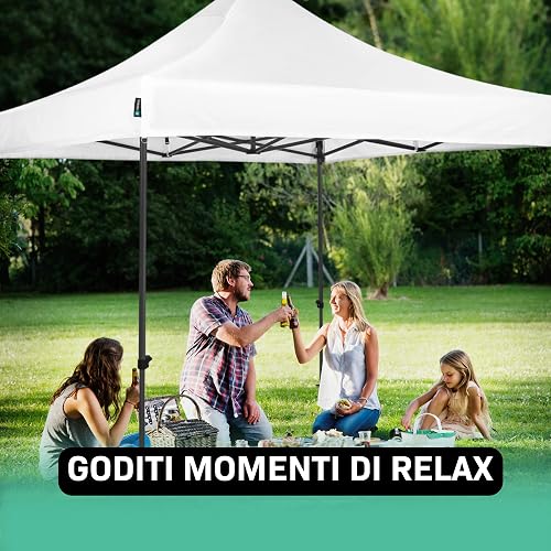 VONROC Gazebo 3x3m pieghevole Easy-Up - Tenda da Giardino Impermeabile, Protezione UV 50+, Telaio in Acciaio, Borsa con Ruote - Modulare ed Espandibile - 3