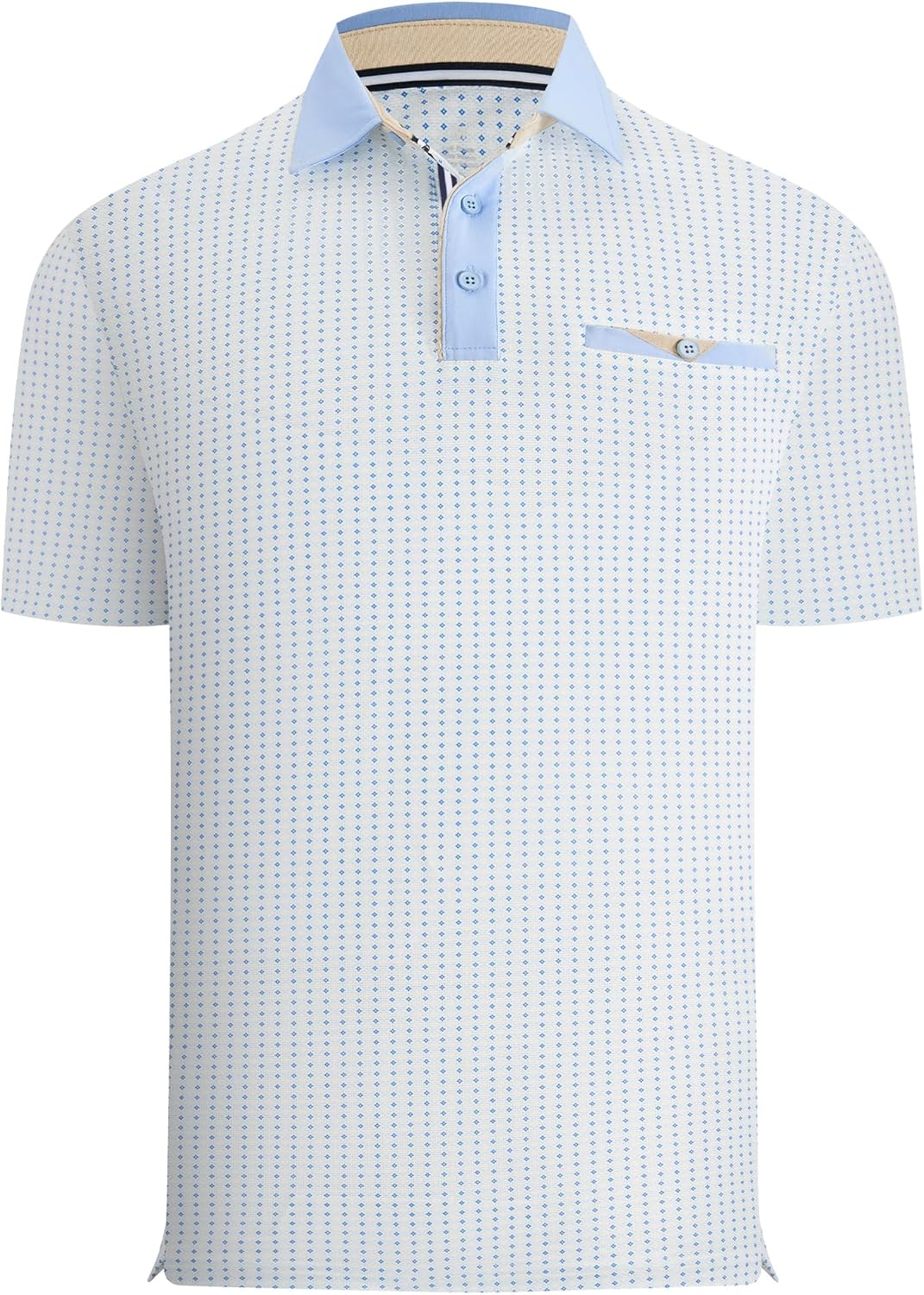 Alex Vando Mens Golf Shirts Moisture Wicking Quick-Dry Short Sleeve Print Performance Polo Shirts for Men