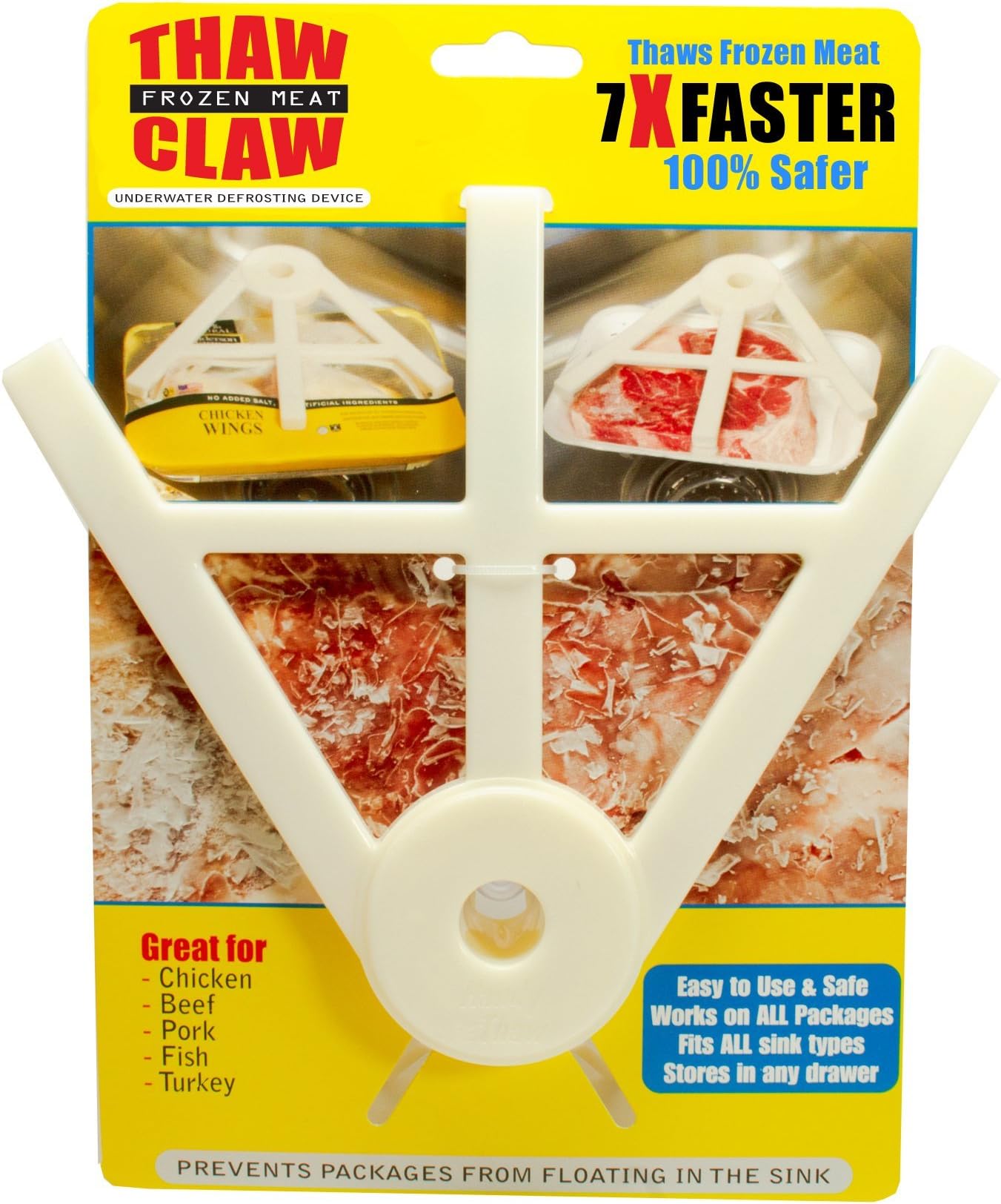 Thaw Claw Meat Defroster, a Kitchen Essential Tool for Quick and Easy Defrosting of Chicken, Beef, Pork and Fish, Kitchen Gadgets Accessories, Easy Storage, Fits All Sinks, Thaws in Minutes