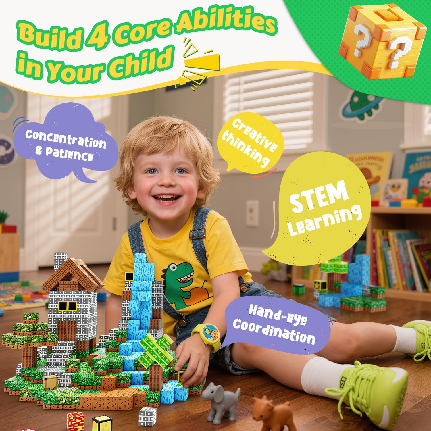 150 PCS Magnetic Blocks, 2X Magnetic Force, 0.8in, Magnetic Building Blocks Cubes for Kids, Magnet Toy for Boys or Girls Age 3+, Stacking Magnets, School STEM Toys for Christmas Birthday Gifts