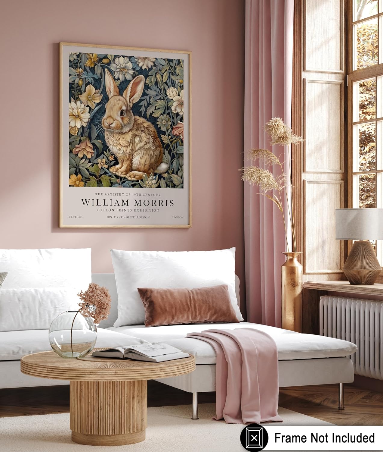 Poster Master Rabbit Print - William Morris Poster - Flower & Animal Art - Botanical Exhibition Wall Design - Art - Floral Bunny Art - Aesthetic Office or Bedroom Decor - 8x10 UNFRAMED Wall Art