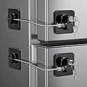 2 Pack Refrigerator Door Locks, Child Proof Fridge Lock for Kitchen Freezer, Cabinets and Drawers, Air Oven Air Fryer, Closets, Windows, Doors-No Tools Need or Drill (Patent)