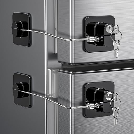 2 Pack Refrigerator Locks with 4 Keys, Child Safety Lock for Fridge Door Locks, Cabinets, Freezer, Desk Drawers, Wardrobes, Closets, Windows-No Tools Need or Drill (Patent)