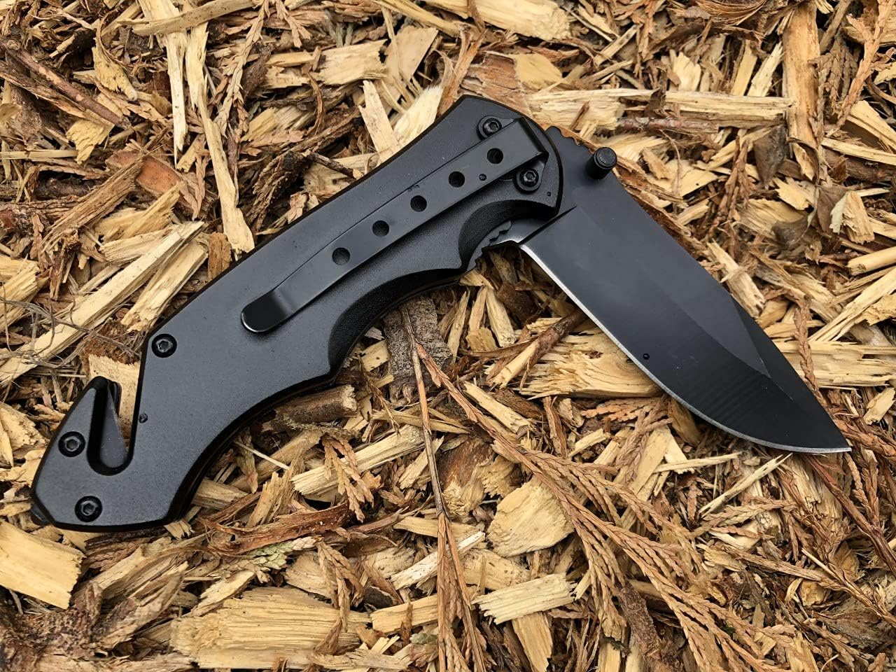 BlizeTec Camping Folding Knife: 5-in-1 All Purpose Pocket Set with Liner Lock, Thumb Stud, Clip, Seatbelt Cutter & Glass Breaker