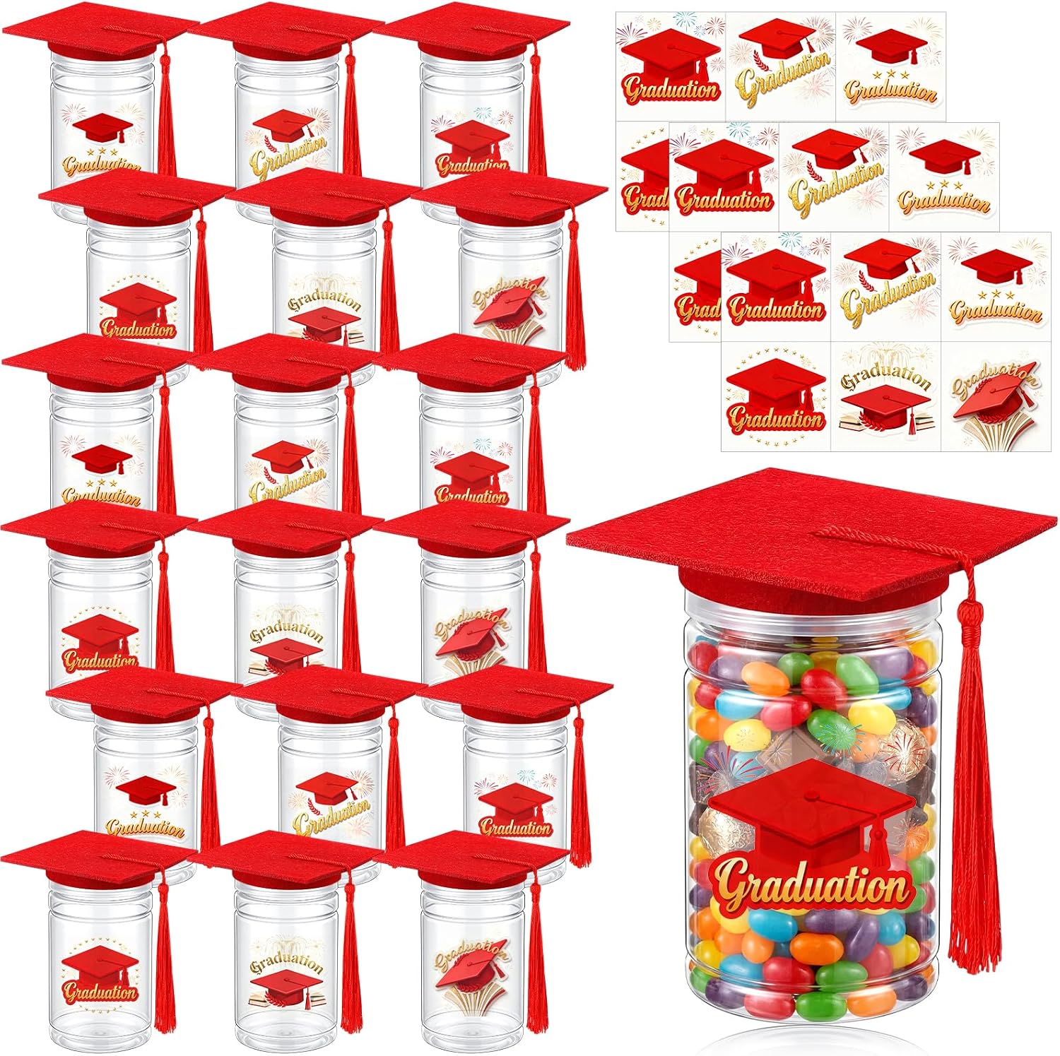  18 Set Graduation Candy Jar Bulk Class of 2026 Graduation Party Favors Grad Gift 6.8oz Candy Containers Boxes with Cap Sticker for Guests School Party(Purple,Elegant Style) thumbnail