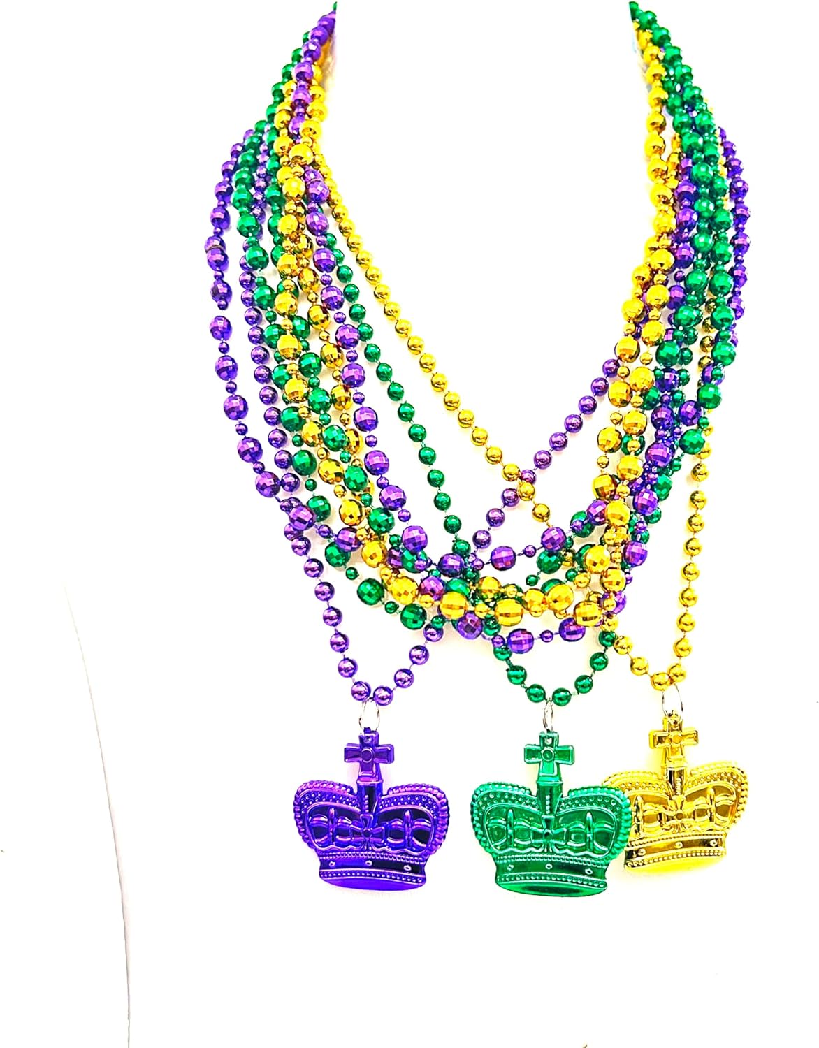 10 Pcs Mardi Gras Jumbo Ball Bead Necklaces Carnival Gold Purple Green Mardi Gras Beads Parade Holiday Party Supplies - Image 3