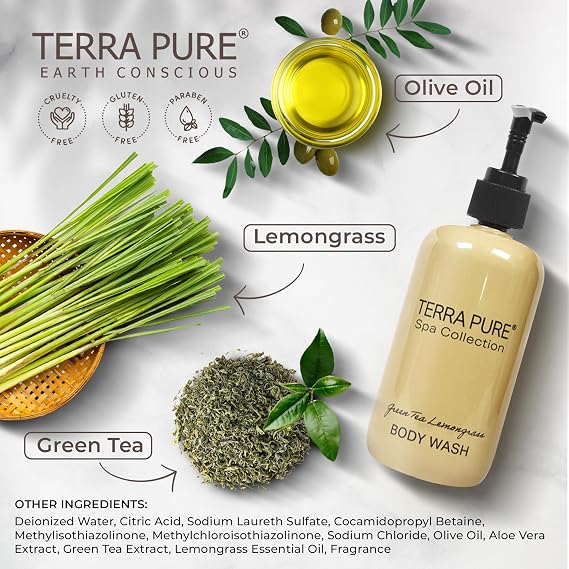 Terra Pure 10.14 oz Hotel Body Wash Pump Bottle, Bulk Hotel Toiletries