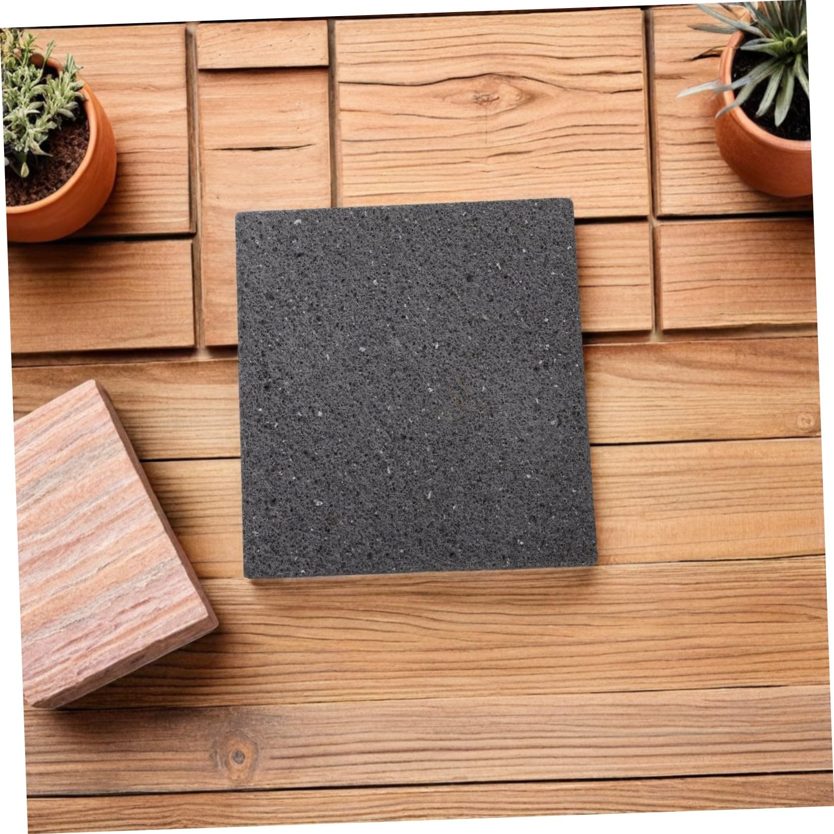 NUOBESTY Piastra in Pietra Lavica per Barbecue Dimensioni 16,8x15,5x1,5 Cm, Trattenimento Efficiente del Calore, Riutilizzabile, per Grigliate e Cene Regolari
