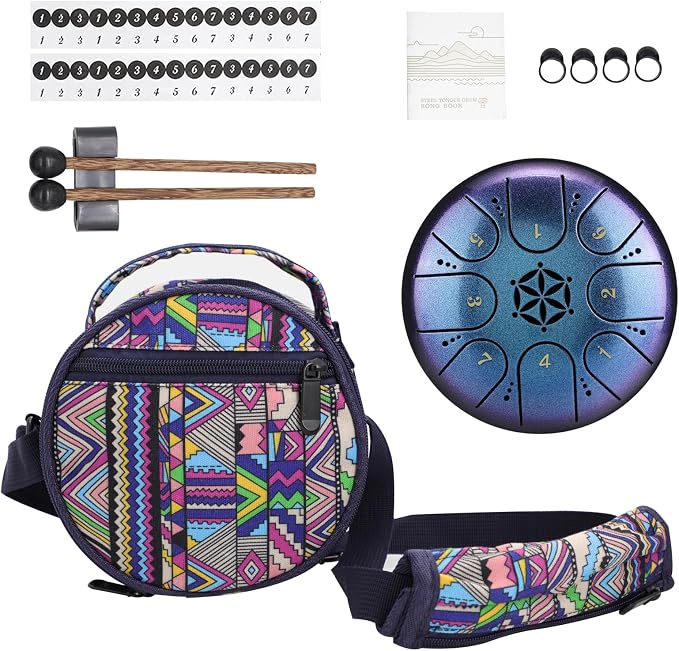 Steel Tongue Drum Rayzm 8 Notas C Azul 13cm miniatura 4