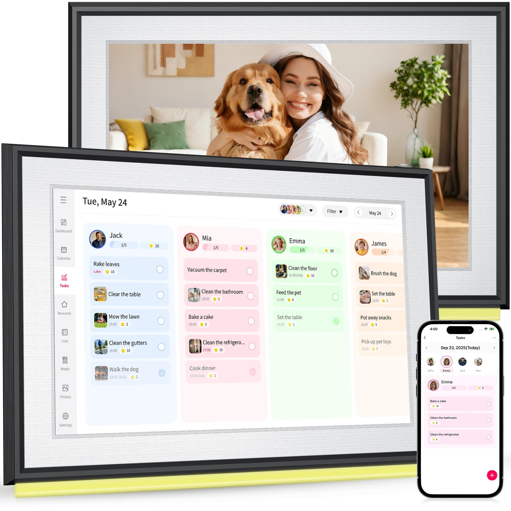 Photo 1 of BIGASUO 10.1" Digital Calendar, Smart Touchscreen Interactive Display, Electronic Organizer for Monthly, Weekly & Daily Agenda, Chore Chart, Meal Planner, To Do List, Family Schedules, Picture Frame